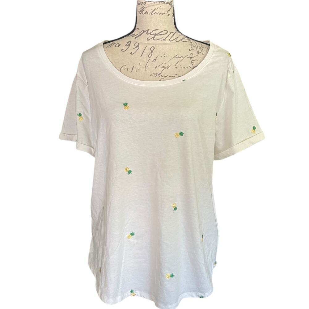 Vintage X America White Cotton Blend Pineapple Shirt Size XL NWOT